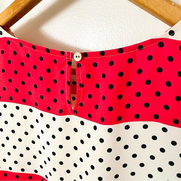 Talbots Cranberry and Cream Polka Dot Shell Size 10 EUC - Picture 4 of 10